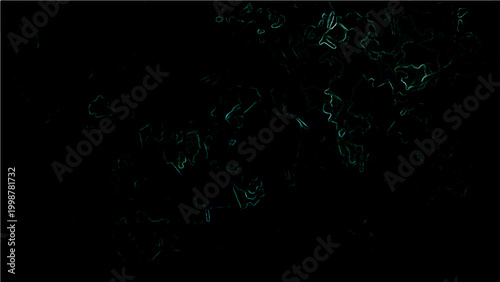Abstract Vector neon turquoise shapes in a dark black canvas creates a unique atmospheric and conceptual feeling.