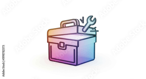 Toolbox with wrench, illustration, repair, maintenance, DIY, construction, equipment, tools
