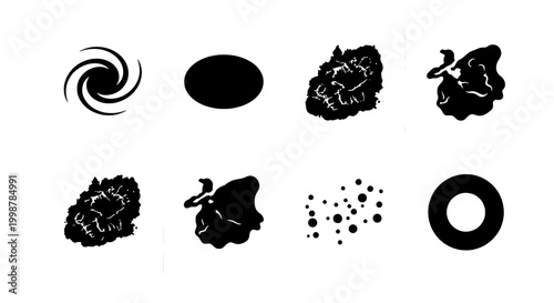 Foto Collection of Abstract Space Phenomena Silhouettes with Galaxy Spiral Nebula and