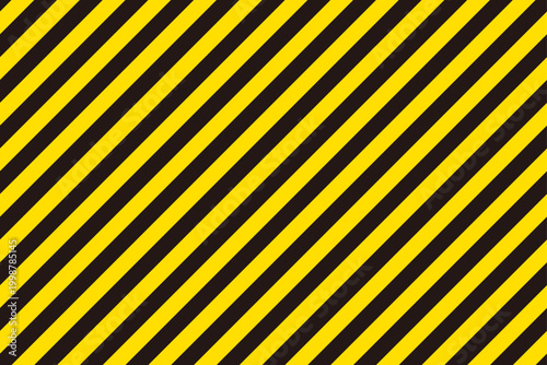 黄色と黒の斜めストライプのシームレスパターン　危険サイン等に使う警告模様の背景画像　ベクターイラスト