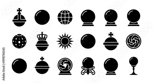 Schilderij op canvas Mystical Crystal Ball and Royal Sovereign Orb Silhouette Collection Featuring Ma