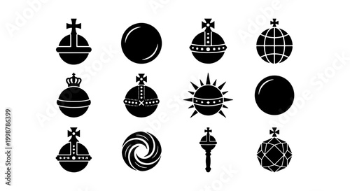 Canvastavla Royal Sovereign Orb and Scepter Silhouette Set Featuring Monarch Regalia Celesti