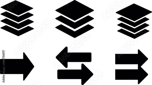 stacked blocks with directional arrows flat design vector illustration