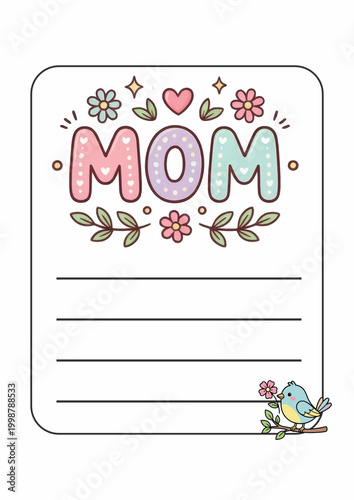 Colorful and Cute Letter Paper Design for Mother's Day Celebration