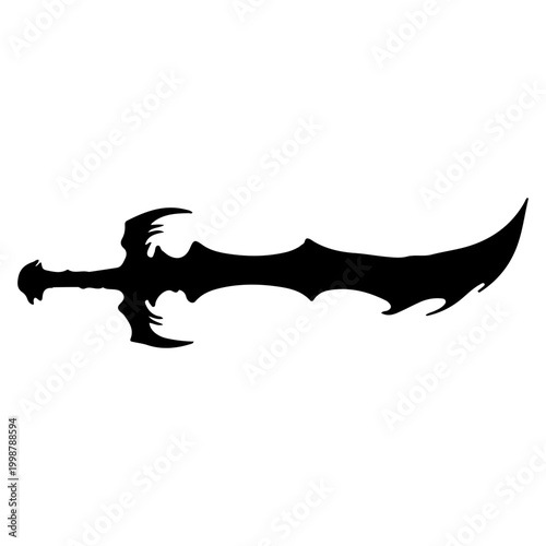 Silhouette of a fantasy sword with sharp edges.