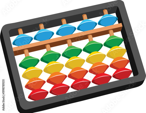 A colorful vector illustration of a traditional abacus used for children's math education
