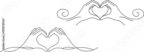  Minimal one line hand and heart premium vector icon stock illustration concept art
