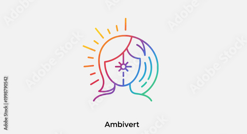 Ambivert Personality Icon: Balance Between Introvert and Extrovert, Rainbow Gradient