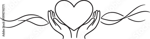  Continuous line hand with heart symbol premium vector stock illustration icon art