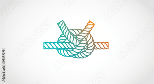 Abstract Rope Knot Illustration with Gradient Colors on White Background