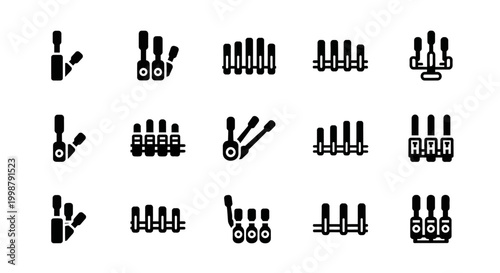 Nail care icons, nail salon vector symbols, beauty tools illustrations, manicure design elements