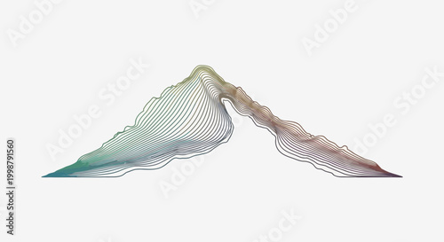 Abstract mountain range contour lines, gradient color, minimalist topographic map illustration