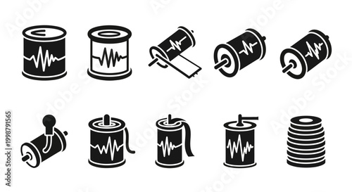 Battery icons, battery symbols, ECG heartbeat batteries, power icons, vector graphics