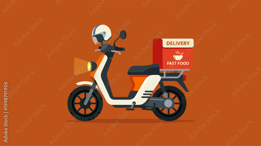 Obraz premium Fast food delivery scooter illustration.