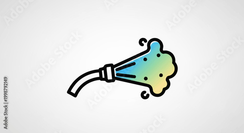 Water Spraying From Hose Nozzle, Colorful Liquid Splash, Outdoor Cleaning Concept