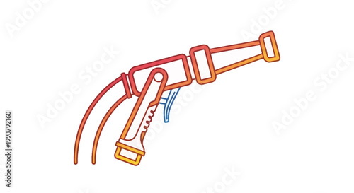 Watering spray gun with colorful gradient, garden hose nozzle, outdoor watering tool