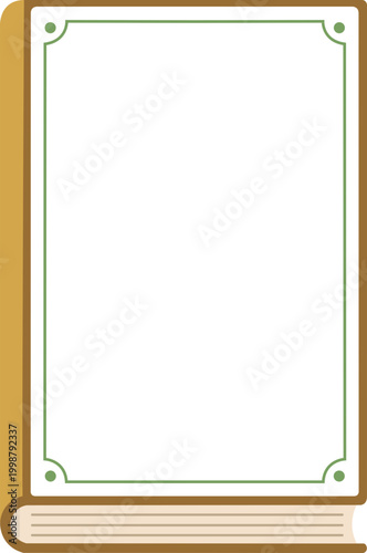 Classic green hardcover book frame illustration with decorative corners
