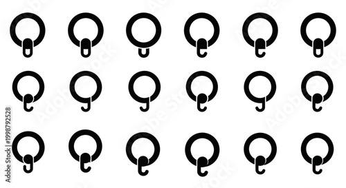 Black headset icons, communication symbols, vector headphones, sound equipment