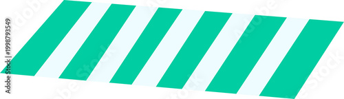 Green and White Striped Beach Towel or Picnic Mat Vector Illustration