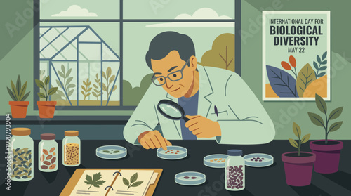 Scientist examining seeds for International Day for Biological Diversity