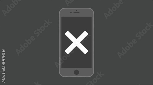 Smartphone icon with a large white cross symbol on screen.