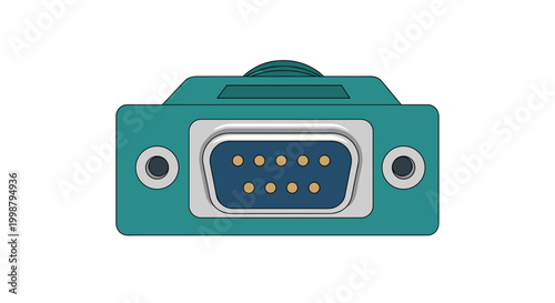 Close up view of a green vga connector with gold pins symbolizing technology connectivity and data transfer