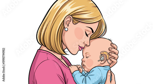Tender mother lovingly cradles sleeping infant in her arms conveying deep maternal bond and gentle care isolated