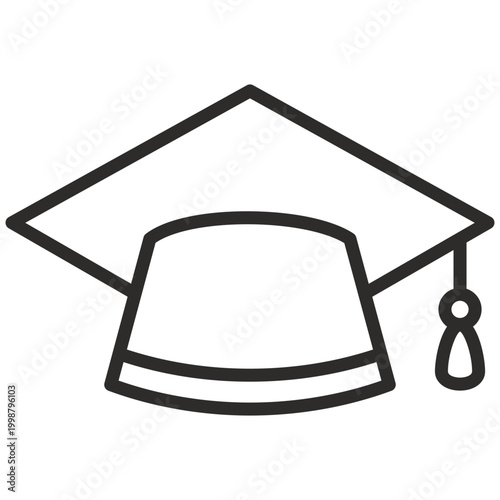graduation cap icon illustration outline style 