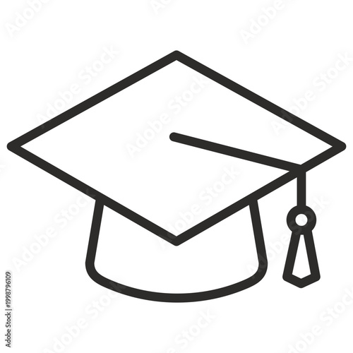 graduation cap icon illustration outline style 