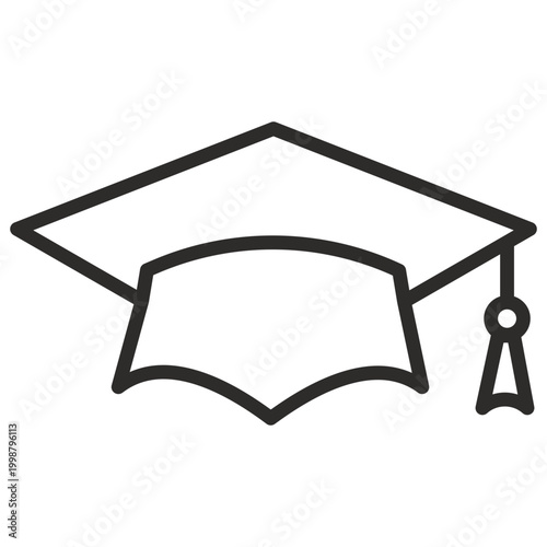 graduation cap icon illustration outline style 