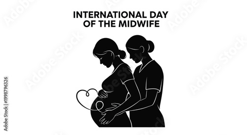 Vector illustration celebrating international day of the midwife with pregnant woman and healthcare professional