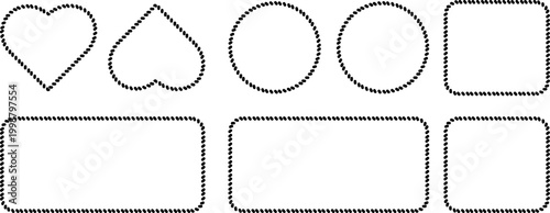 Set of rope frames, borders, and shapes vector illustration of nautical rope knots in heart, circle, and rectangular shapes