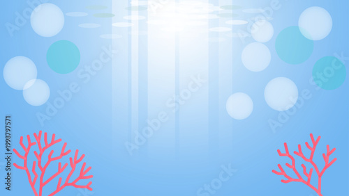 Beautiful coral reef and underwater sunlight background