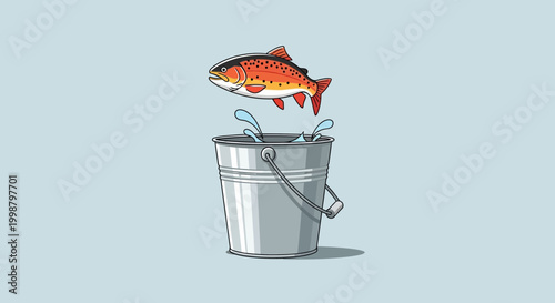 Salmon Jumping Out of Bucket