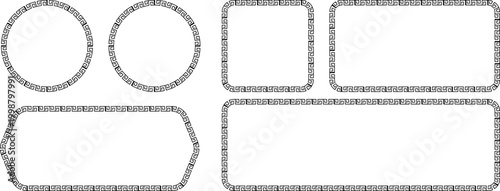 Schilderij op canvas Set of vector frames with traditional chinese meander pattern, rectangular and c