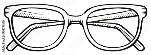 Eyeglasses with Frames and Temples Illustration of Optical Accessory