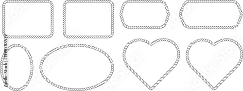Set of rope frames, nautical borders, vector illustration