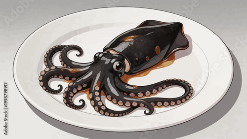 Cooked squid on plate