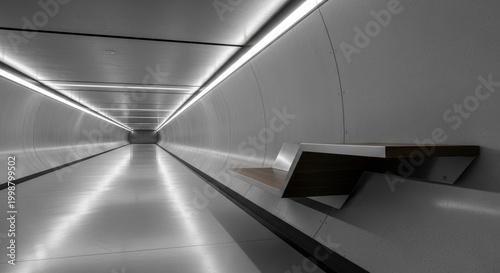 Modern Architectural Interior with Bright Linear Lighting.