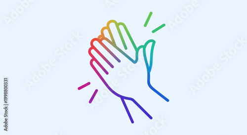 Rainbow colored hands clapping, celebration, applause, success, achievement, positive feedback, support, pride