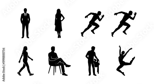Collection of People Silhouettes in Professional, Active, and Lifestyle Poses