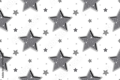 Seamless Gray Star Pattern with Cute Hand Drawn Doodle Style – Kids Nursery Background