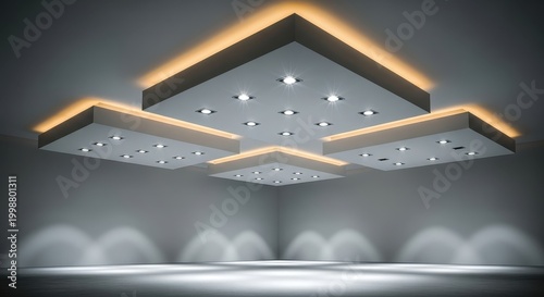 Modern Architectural Lighting Fixture with Recessed Spotlights.