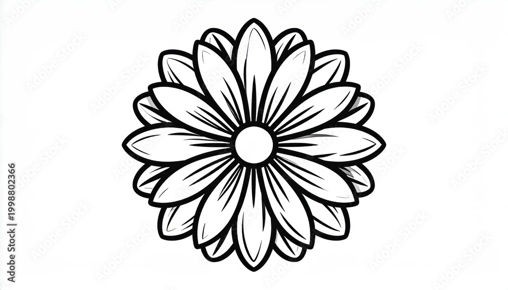 Obraz premium Stylized Black and White Daisy Flower Illustration.