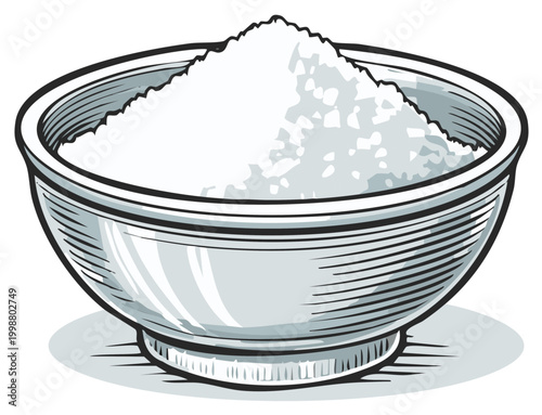 Illustration of a Bowl Full of Sugar for Baking and Cooking Needs: A Versatile Culinary Ingredient Depicted