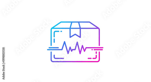 Package with heartbeat line, concept of health monitoring, delivery, logistics, and care