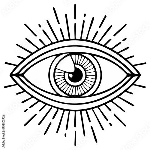 Symbolic Eye Illustration with Rays of Light