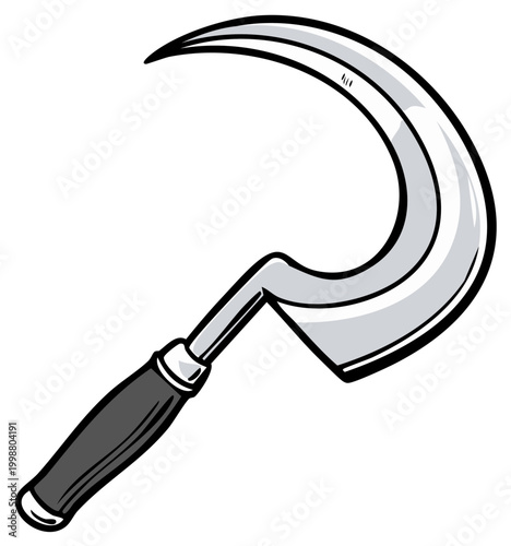 Cartoon Illustration of a Sickle Tool