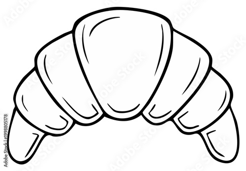 Outlined illustration of a croissant, front view