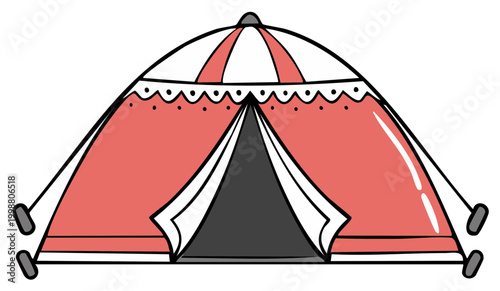 Whimsical Red and White Striped Circus Tent Illustration